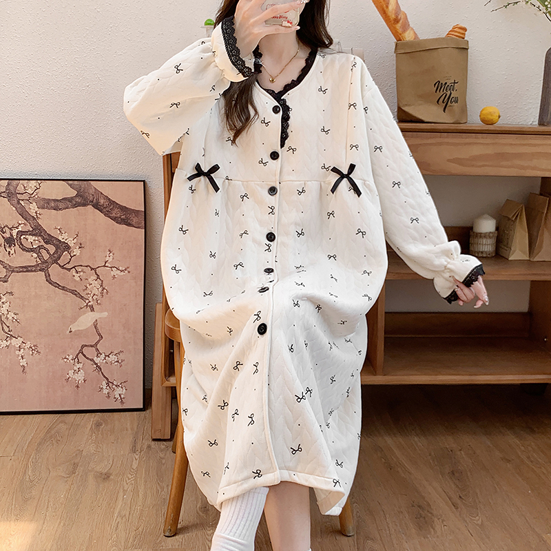 【待产裙】秋冬加厚空气棉月子裙产后哺乳喂奶哺乳裙孕妇产房待产