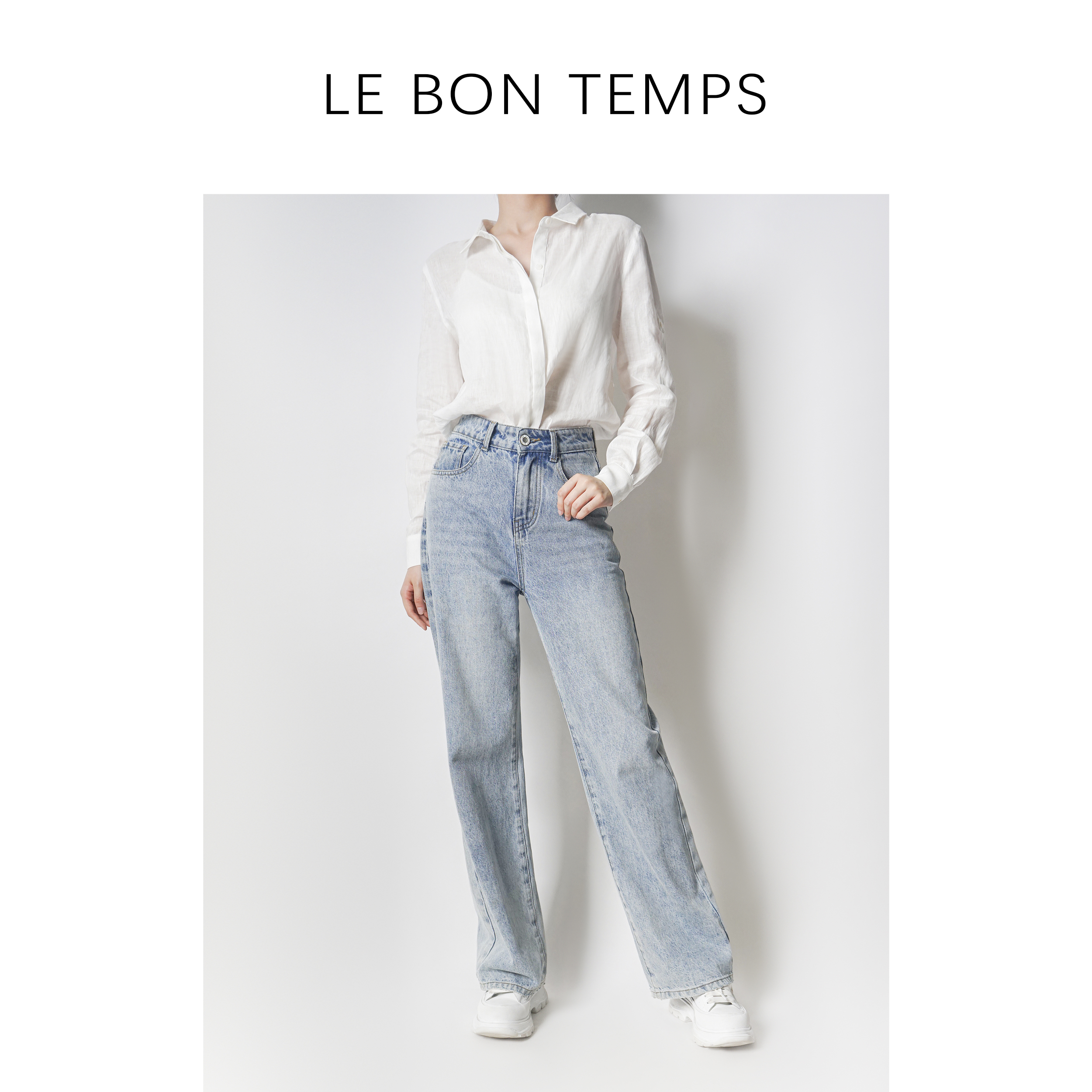 【LE BON TEMPS】欧洲站字母刺绣阔腿裤牛仔裤c800898