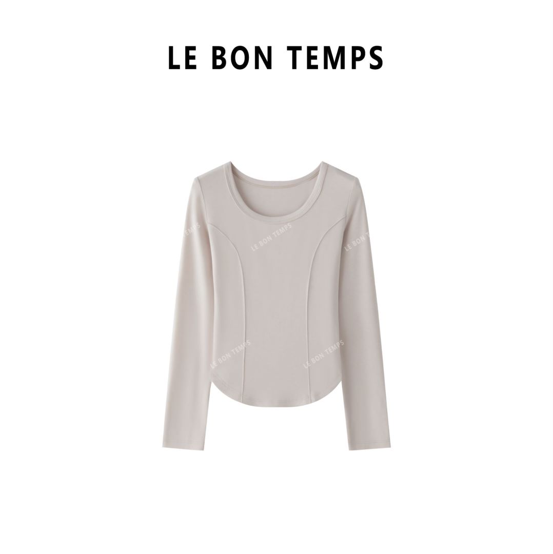 【LE BON TEMPS】秋冬新款U领长袖修身打底上衣c801395