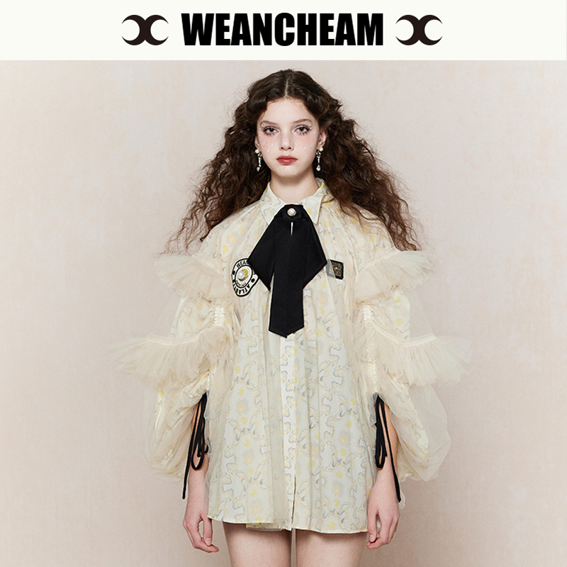 WEANCHEAM未未姆设计师时尚气质网纱拼接穿搭好物蓬蓬衣W13CXT016