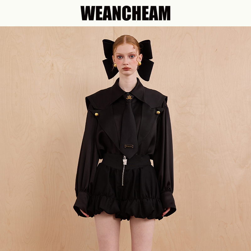 WEANCHEAM百搭未未姆魔法学院高智淡人可拆卸披肩衬衫W14QDT042