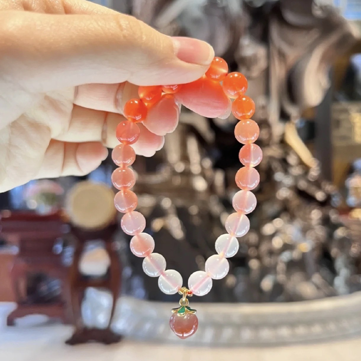 非金属珐琅手链 渐变色盐源手链糖果色荔枝冻水蜜桃手串小清新