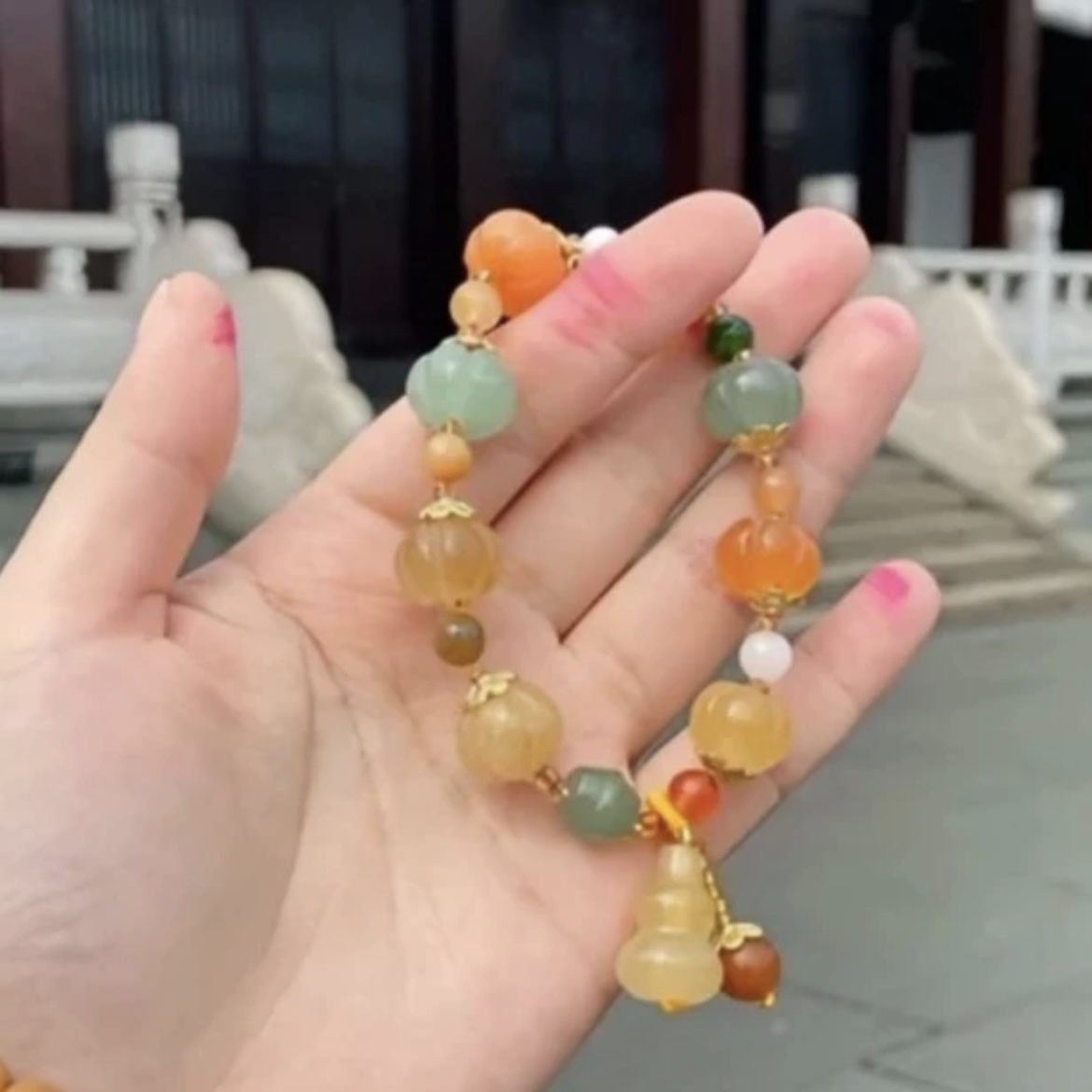 非金属布艺手链 金丝南瓜手串吊坠百搭时尚多彩民族风情侣手串