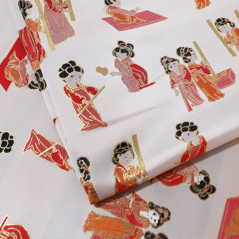 《唐宫仕女》提花服装面料春秋女装连衣裙口金包织金提花时装布料