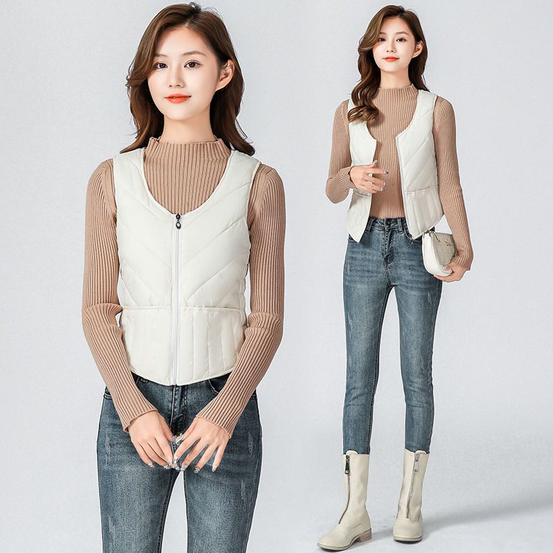 艾莱依羽绒服秋冬羽绒服马甲女士新款坎肩短款内穿轻薄内胆衣修身