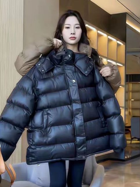 艾莱依羽绒服特大码300斤胖加厚羽绒服2023秋冬宽松保暖连帽面包