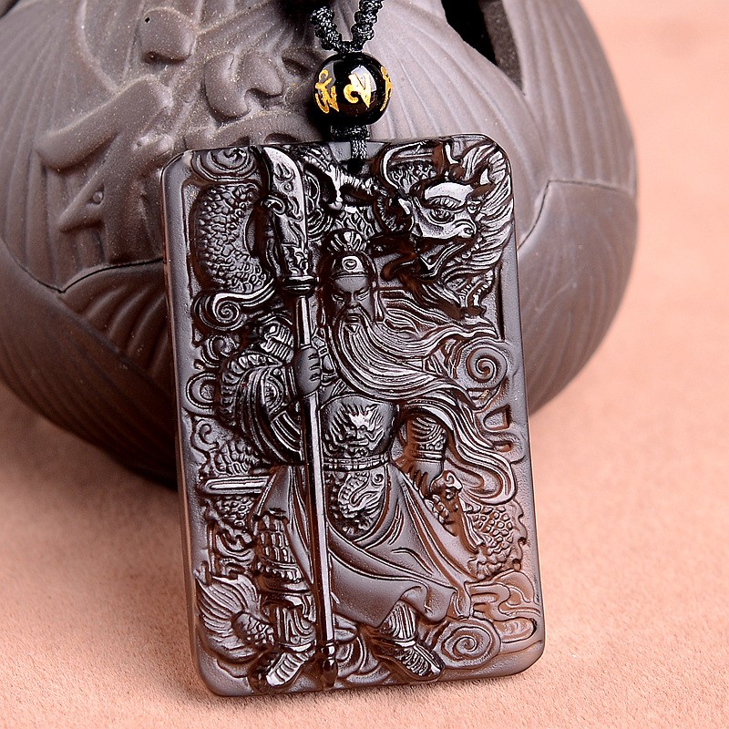 非金属布艺吊坠 冰曜御龙关公吊坠霸气男士牌项链武财神关羽时尚