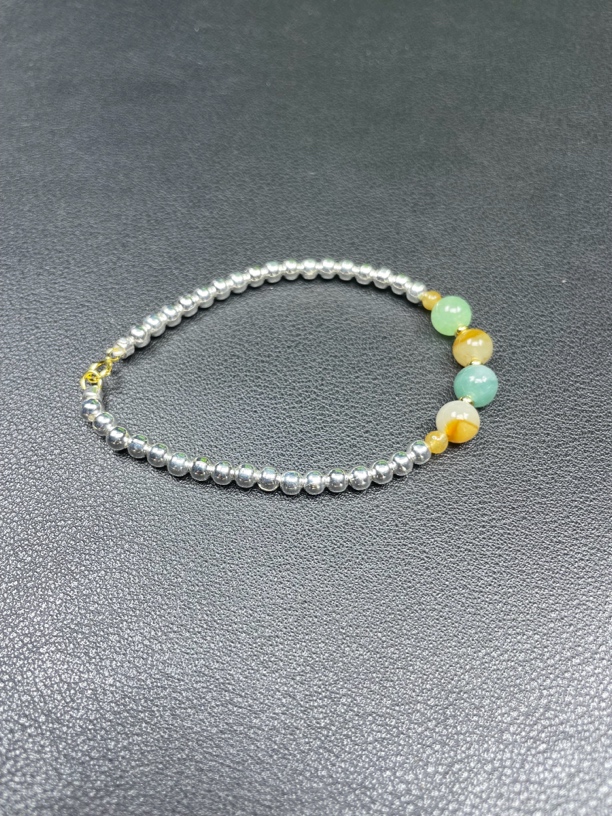 天然缅甸A货翡翠圆珠设计款DIY手串