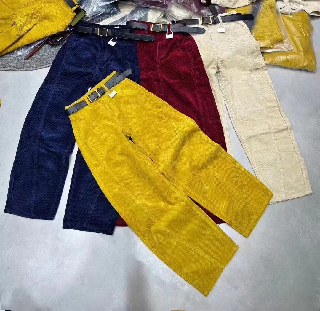 s1341 2024早秋 糖果色通勤辣妹百搭阔腿裤灯芯绒裤