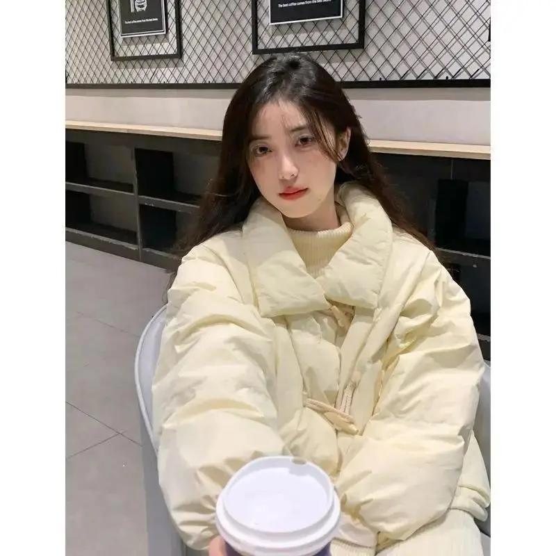 复古牛角扣羽服女2023冬季新款设计感小众韩版加厚短款面包服