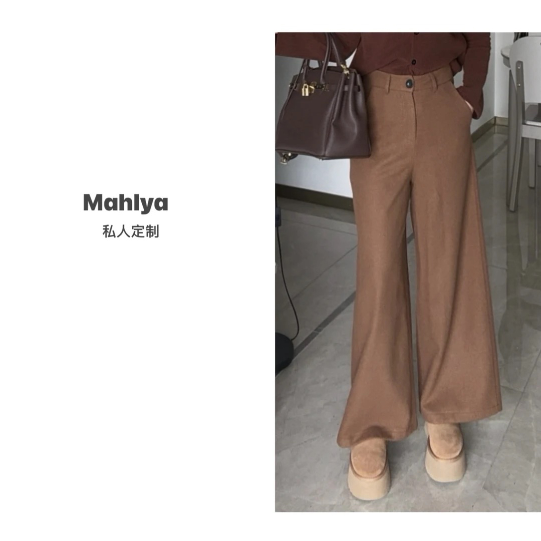 Mahlya-羊毛呢子九分阔腿裤9028