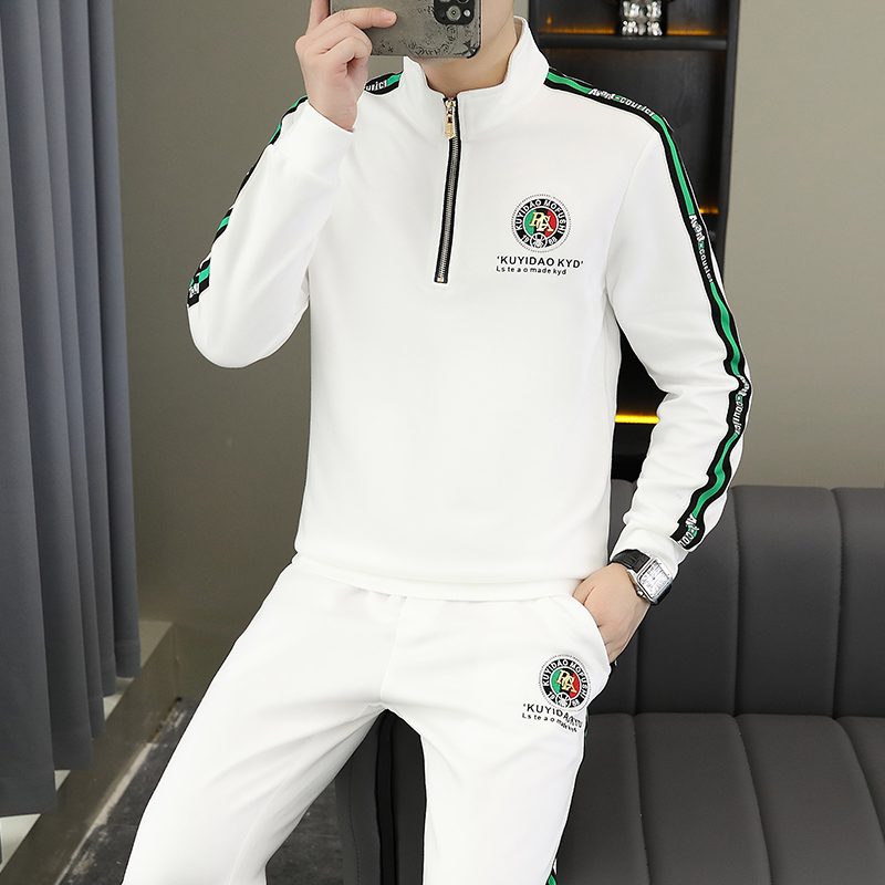 立领半拉链男士卫衣2024秋季新款欧版长袖T恤男装套头打底衫男青