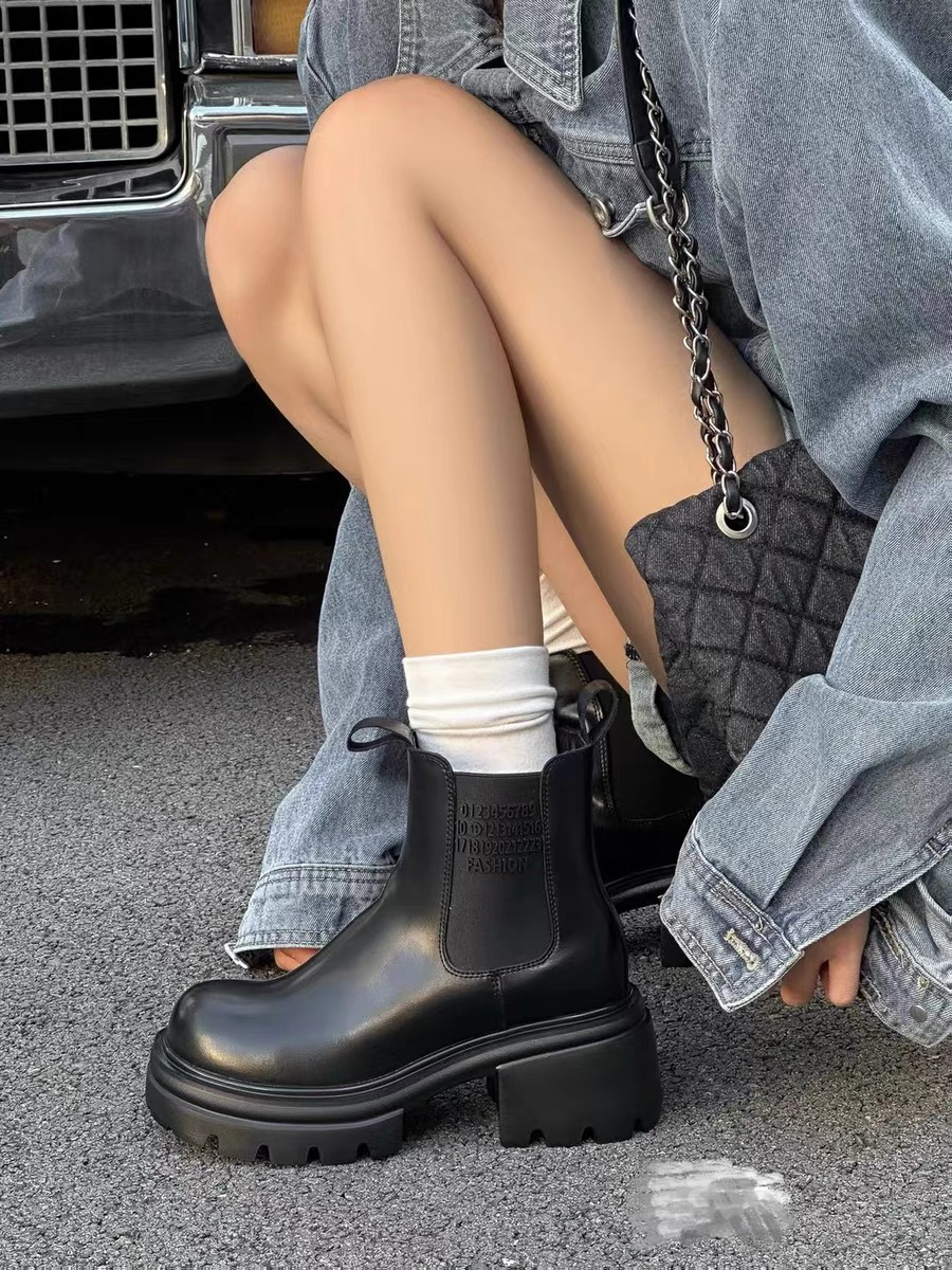 高蒂新款薄绒牛皮切尔西