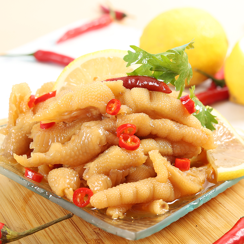 500g包邮柠檬酸辣无骨鸡爪网红麻辣凤爪休闲零食小吃脱骨鸡爪即食