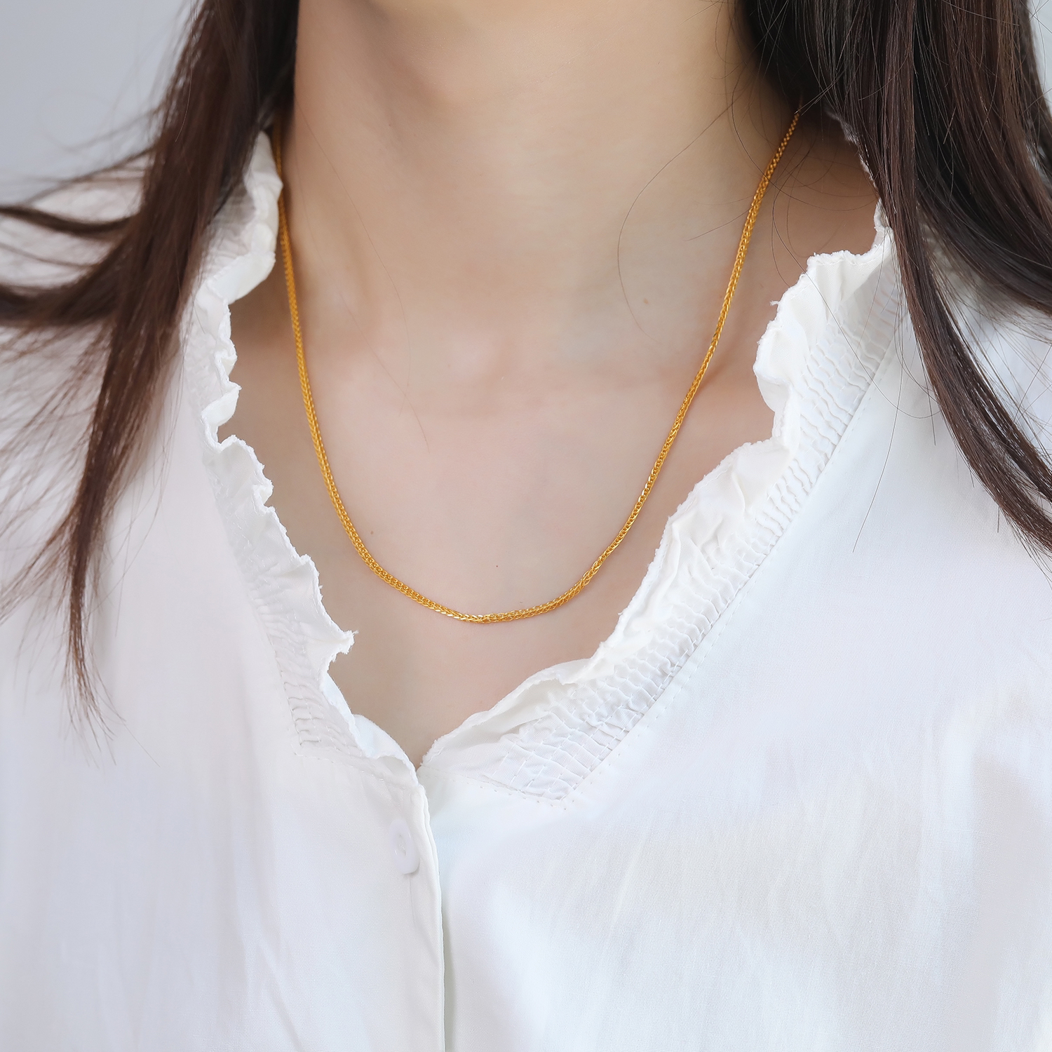 链子足银 【水贝优选】细肖邦链 气质时尚 简约百搭坠链 金色不褪色