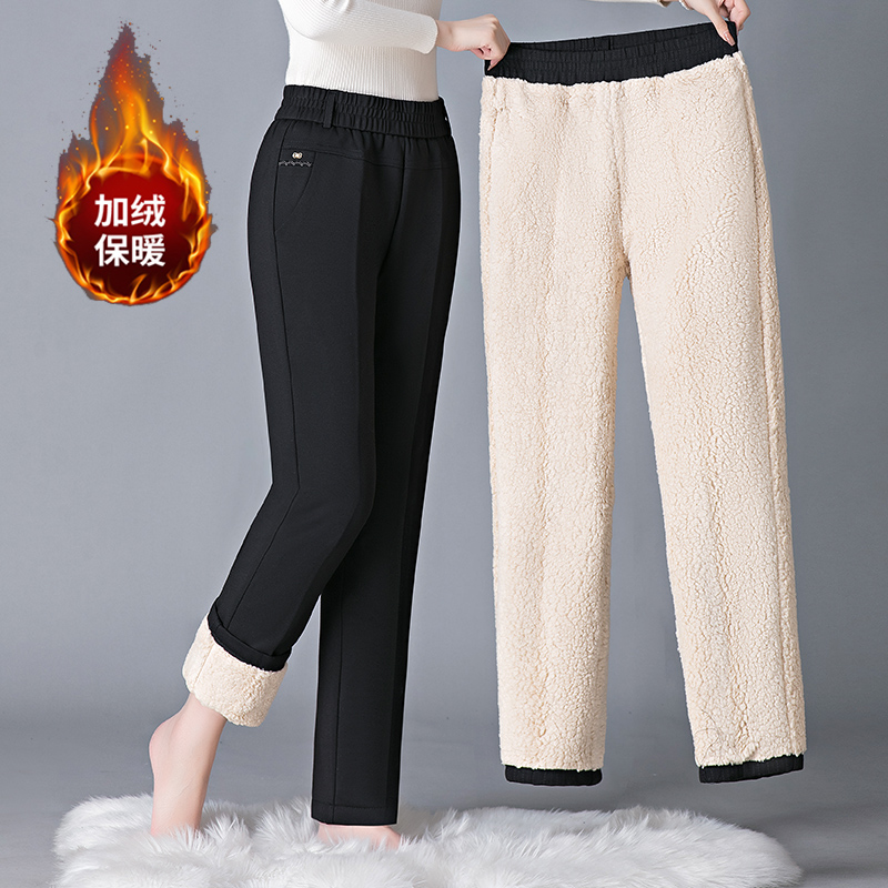冬季新款保暖妈妈裤松紧腰弹力加绒加厚奶奶裤老年人裤子60岁70岁