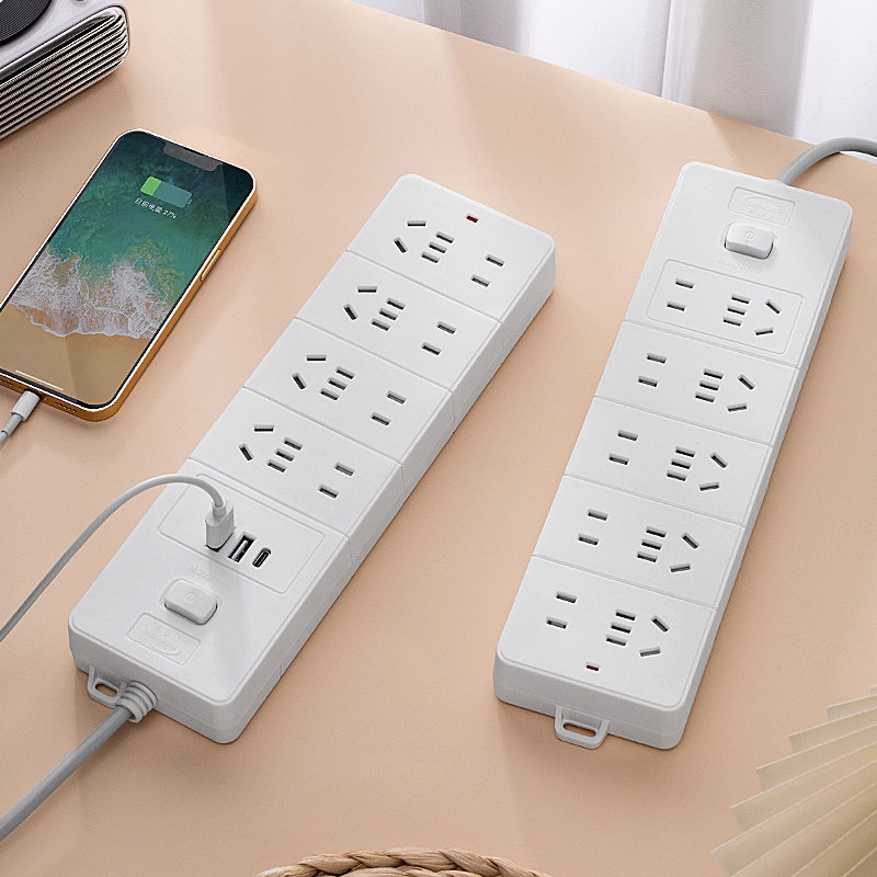 智能USB通用一体带线插排家用多功能插座多孔接线板大功率插线.孔