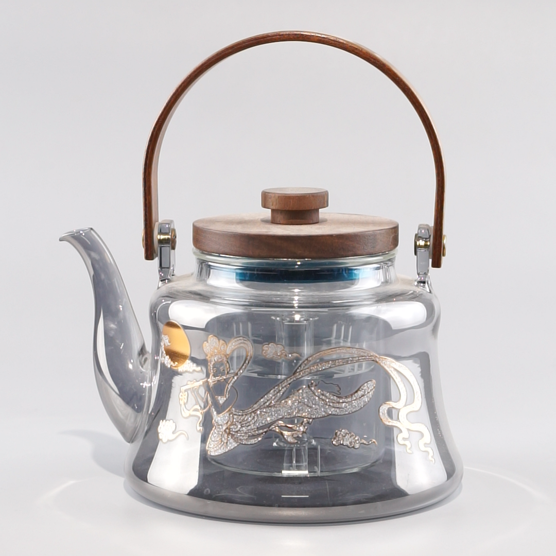 煮茶壶玻璃茶壶加厚耐高温烧水壶大容量电陶炉煮茶提梁壶蒸茶壶