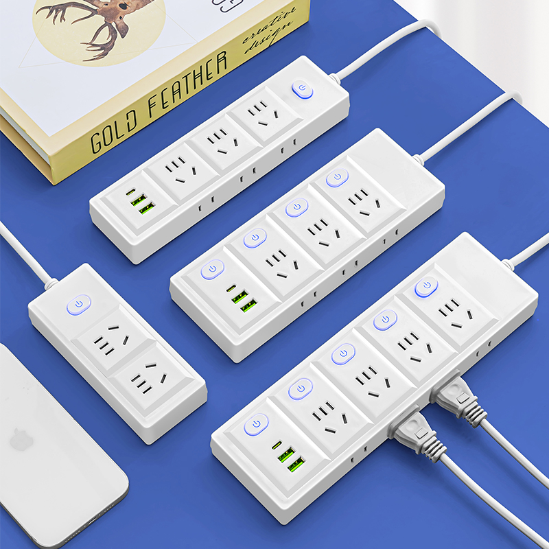 小安风新国标实用插线板防误触带线分控插座居家办公USB边插插排