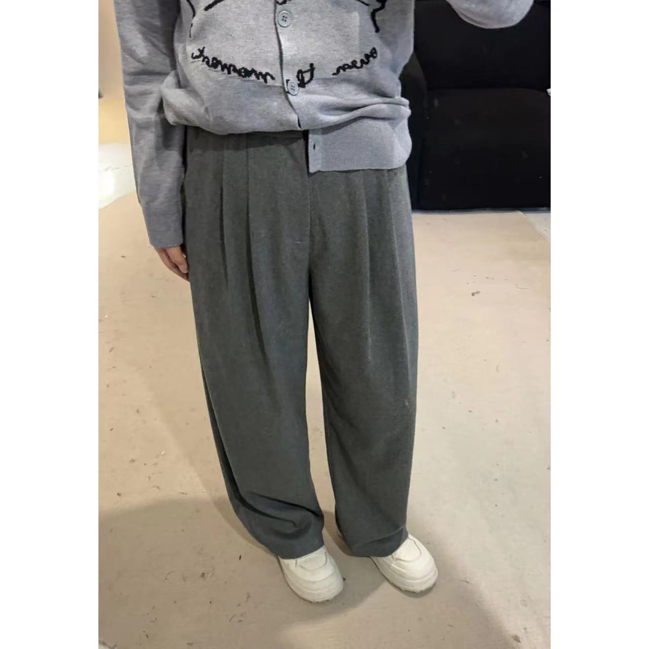 晶咕【毛呢西裤】垂感休闲直筒西装裤高腰时尚宽松设计感显瘦