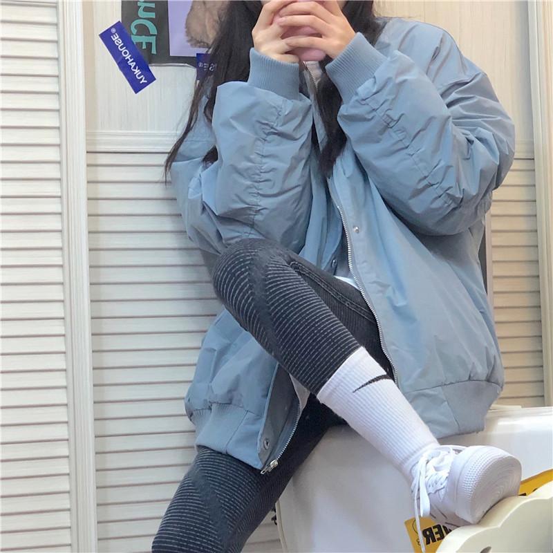 2023秋冬装新款韩版宽松飞行员夹克棉袄加绒小个子短款棒球服外套