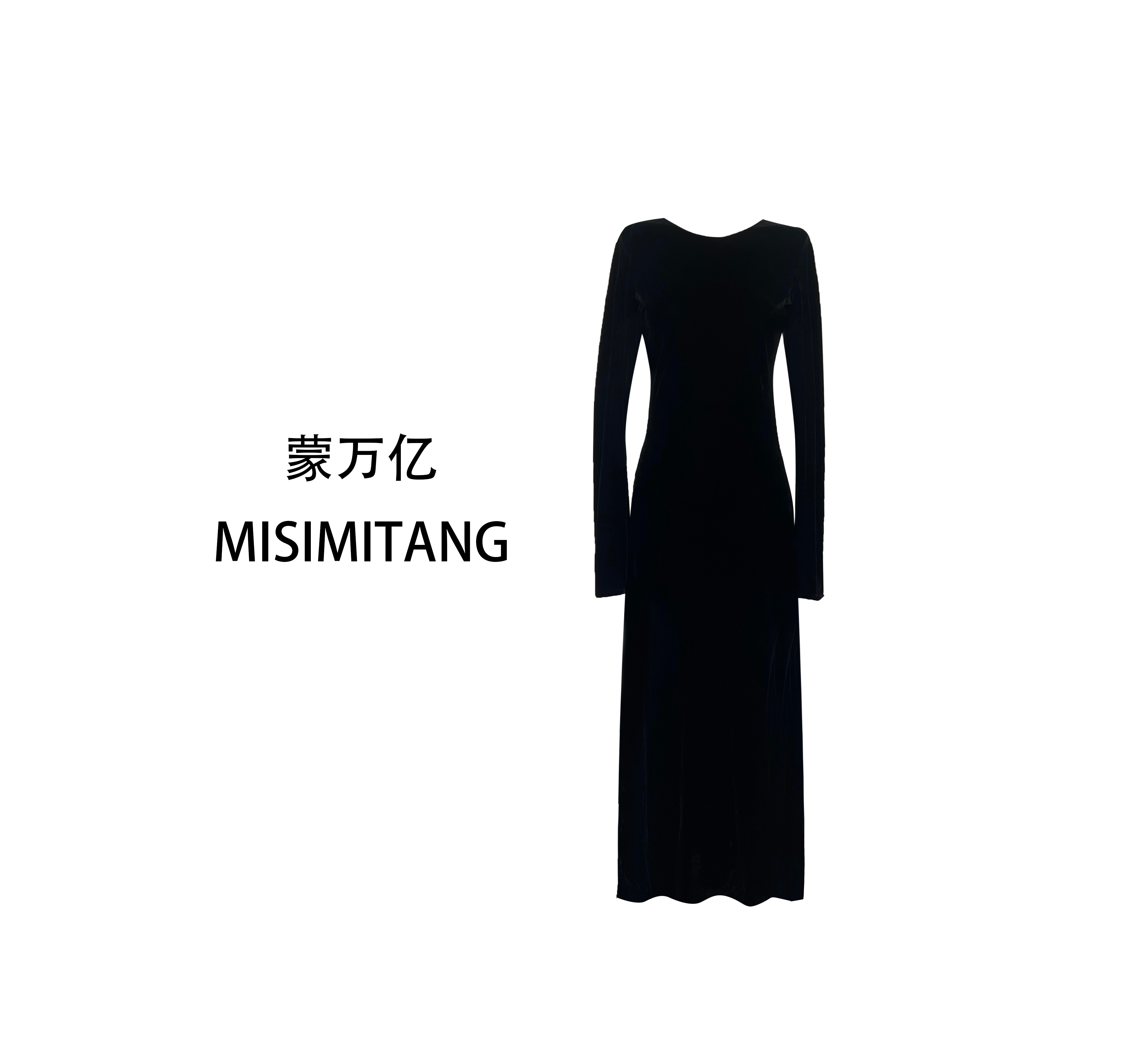 【赫本黑天鹅】新款秋上新黑色丝绒时尚斜裁连衣裙复古法式高智淡人