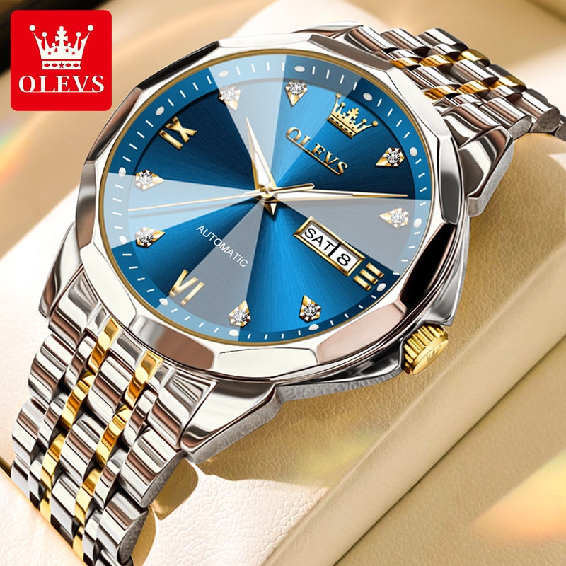 瑞士欧利时名表经典高档镶钻简约时尚夜光防水气质机械手表男9982