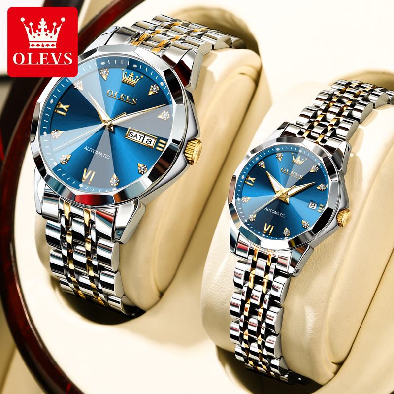 瑞士欧利时名表经典高档镶钻时尚夜光防水男女情侣机械手表9982