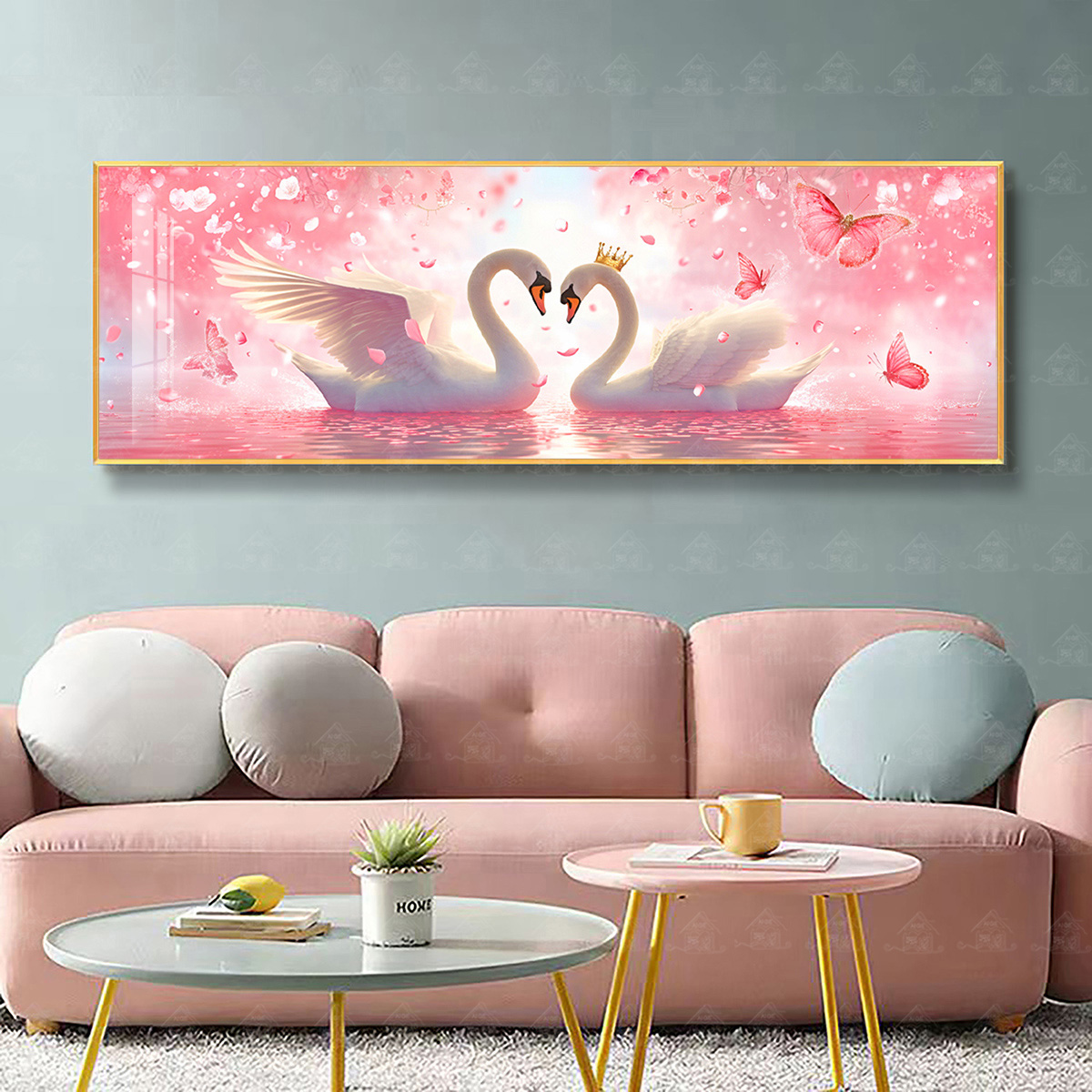 【进口棉布】爱阁十字绣情侣天鹅新款简约温馨浪漫卧室装饰手工绣