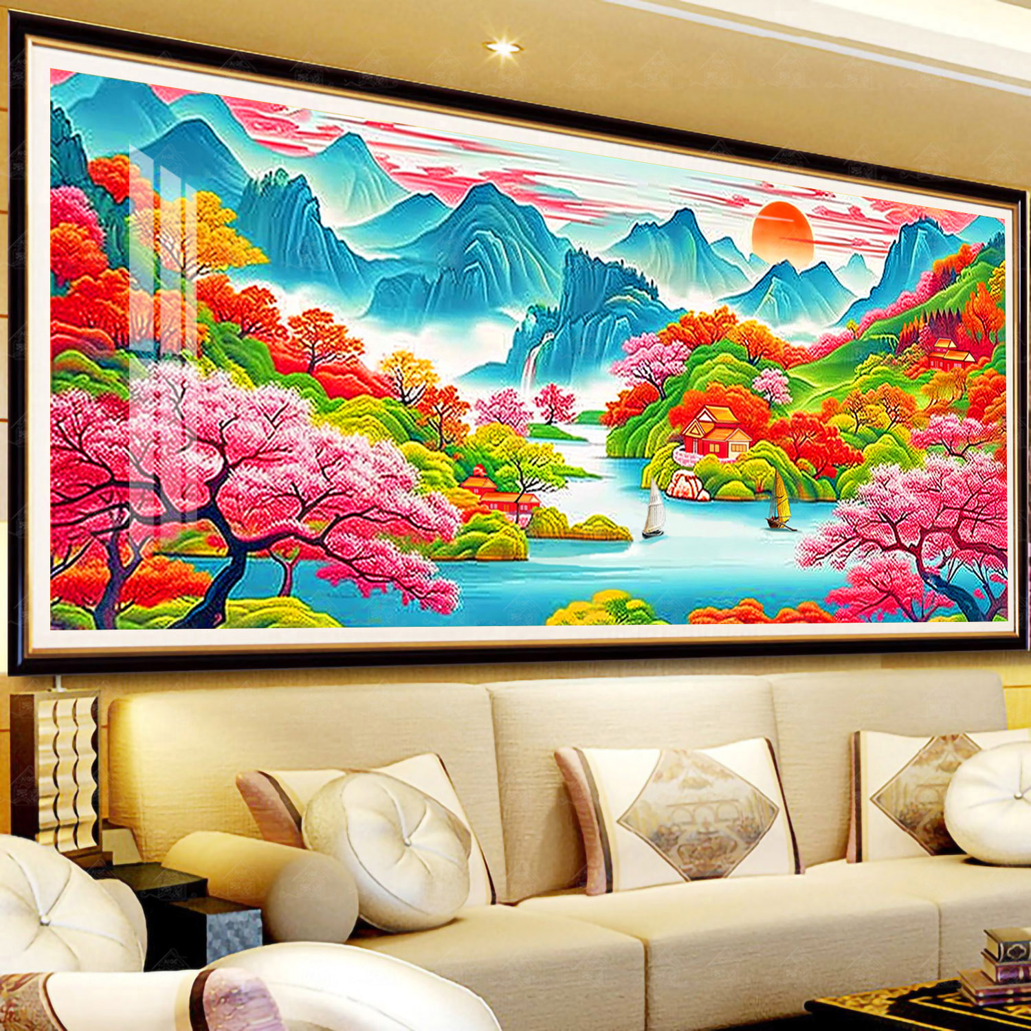 【进口棉布】爱阁十字绣世外桃源升级版新款大幅风景画客厅手工线绣