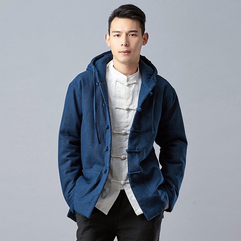 唐装冬季长袖中式纯色男士中长款休闲秋季加绒男装男款国风男装