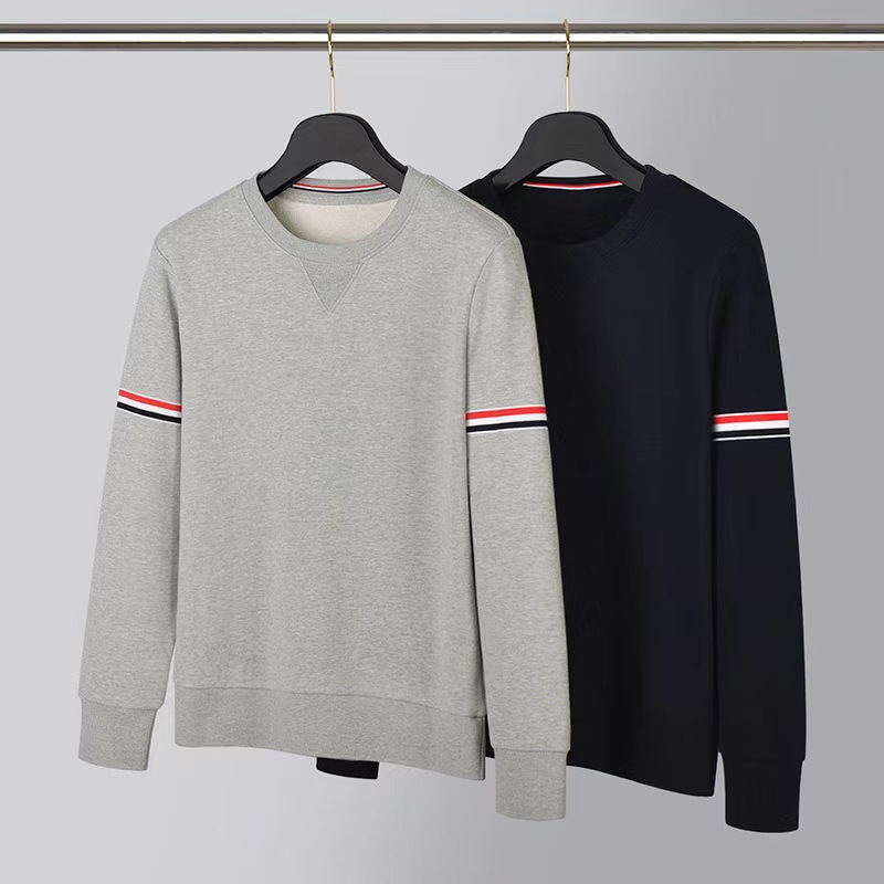 秋冬款TB全棉色织红白蓝条纹圆领卫衣潮牌男女情侣款休闲套头上衣