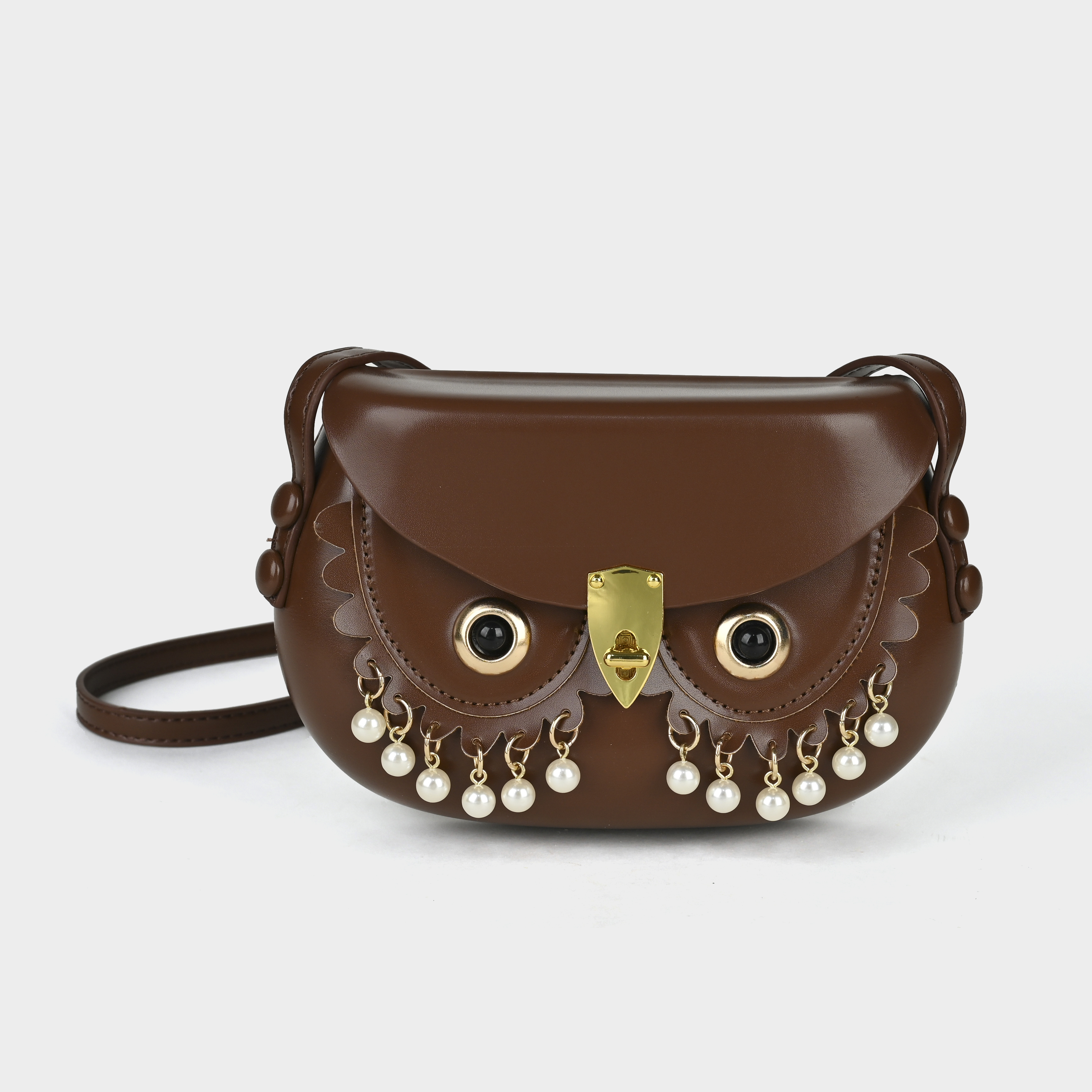 MUSAILIN牧赛琳轻奢时尚斜跨包定型马鞍包女士斜跨包FC-2482棕