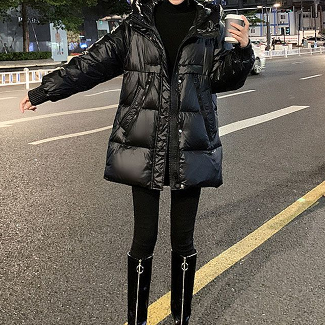 波登司大码棉衣200斤显瘦亮面免洗2023年新款女冬棉服胖mm小个子