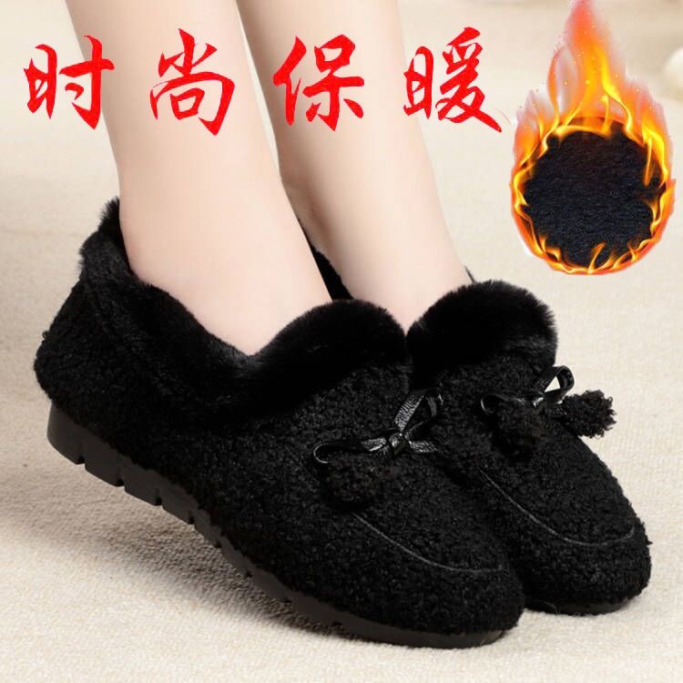 2023新款秋冬季保暖豆豆鞋女士棉鞋加绒韩版平底女鞋棉鞋月子鞋