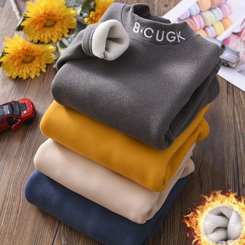 男童半高领打底衫冬季2023德绒加绒加厚保暖中大儿童装男孩长袖潮