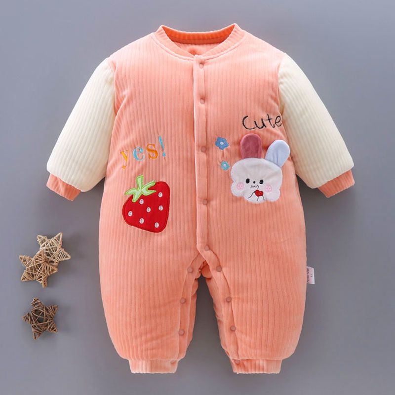婴儿衣服冬季加厚连体衣新生儿外出服加绒棉衣夹棉无骨厚宝宝哈衣