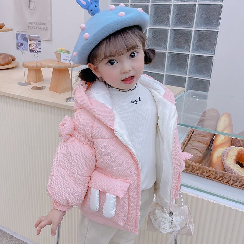 中长款女小童棉服外套2022年新款秋冬冬季棉服加厚可爱卡通棉服