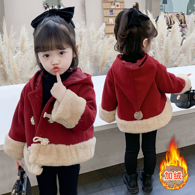 毛呢秋冬外套加绒儿童2020新款加厚女宝宝冬季小童上衣呢子大衣潮