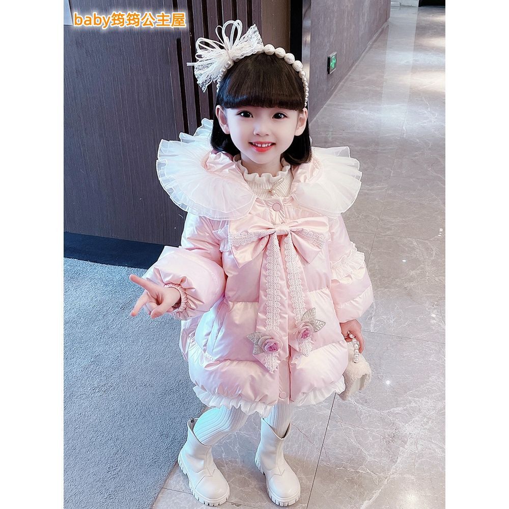 女童免洗服中长款2022新款秋冬面包服儿童拜年服冬季宝宝棉衣