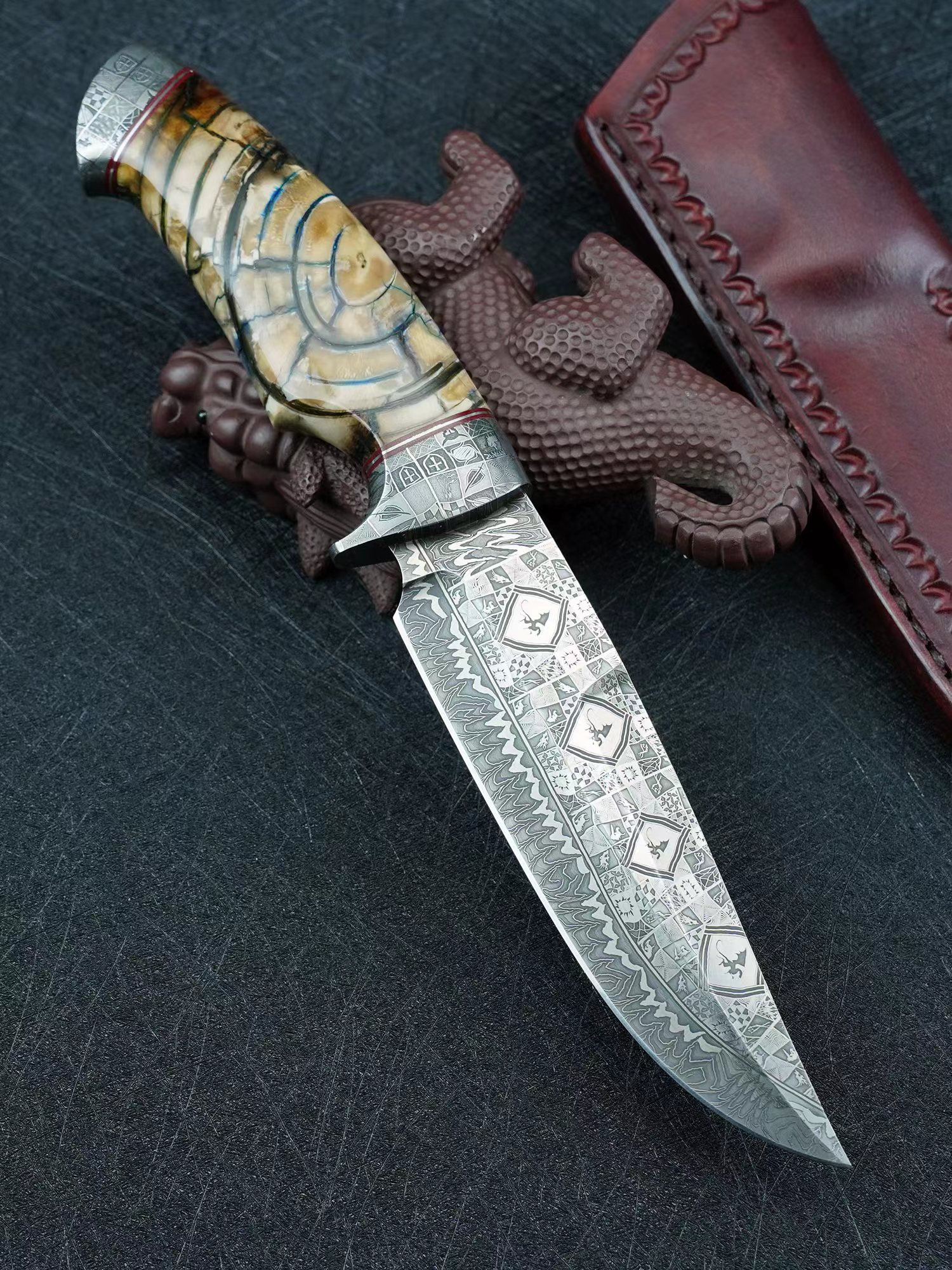复合锻造马赛克大马士革小刀