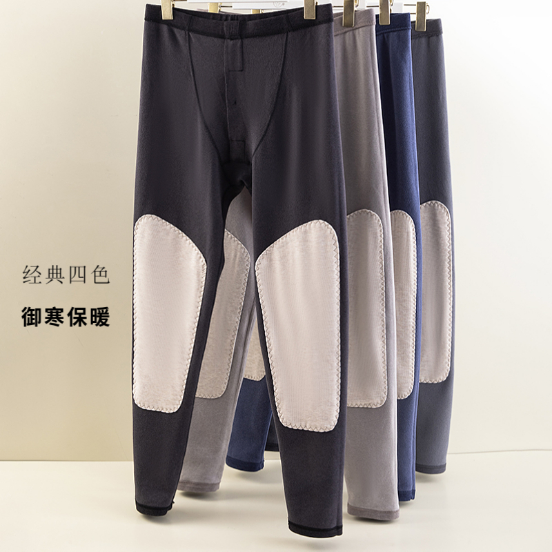 黛诗怡男士护膝秋冬保暖裤加绒加厚高腰双面绒线裤修身内穿打底裤
