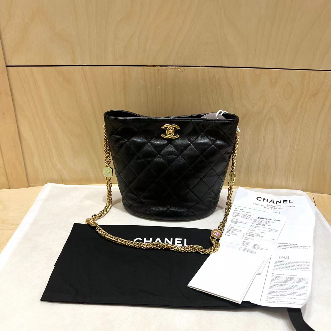 全新未使用 Chanel/香奈儿 黑羊金水桶包/23c/粉肆奢品/T00172