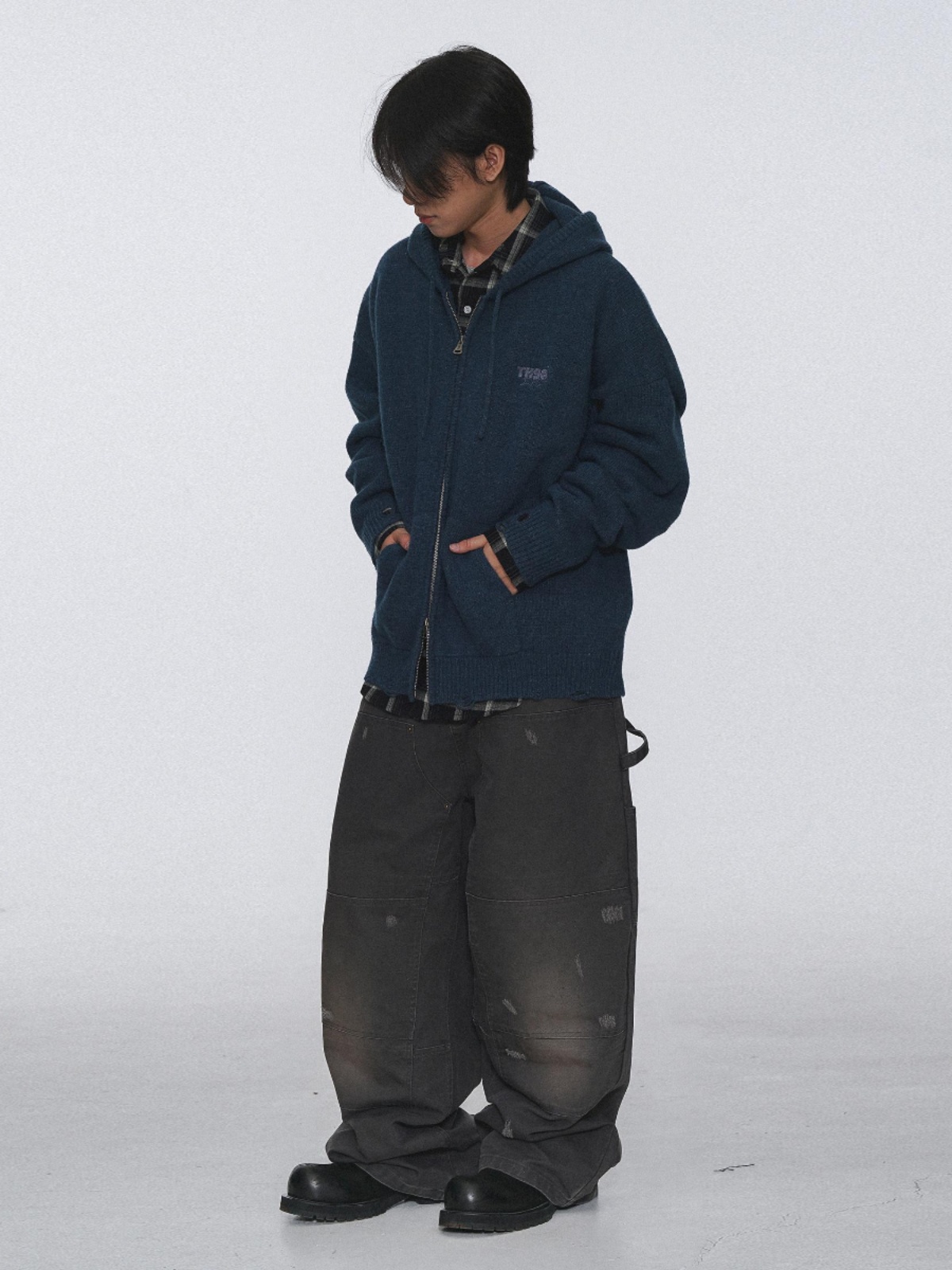 TH90CREW 保暖基础氛围温暖开衫连帽针织毛衣外套