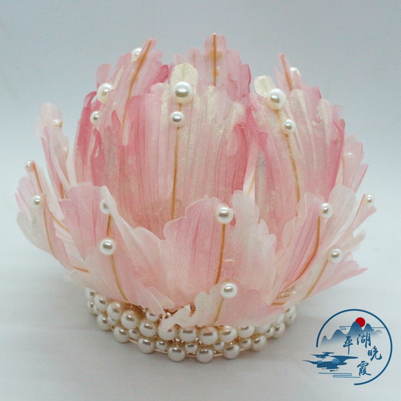 平湖晚霞古风饰品 九离经典烫花 玉楼春莲花冠套系