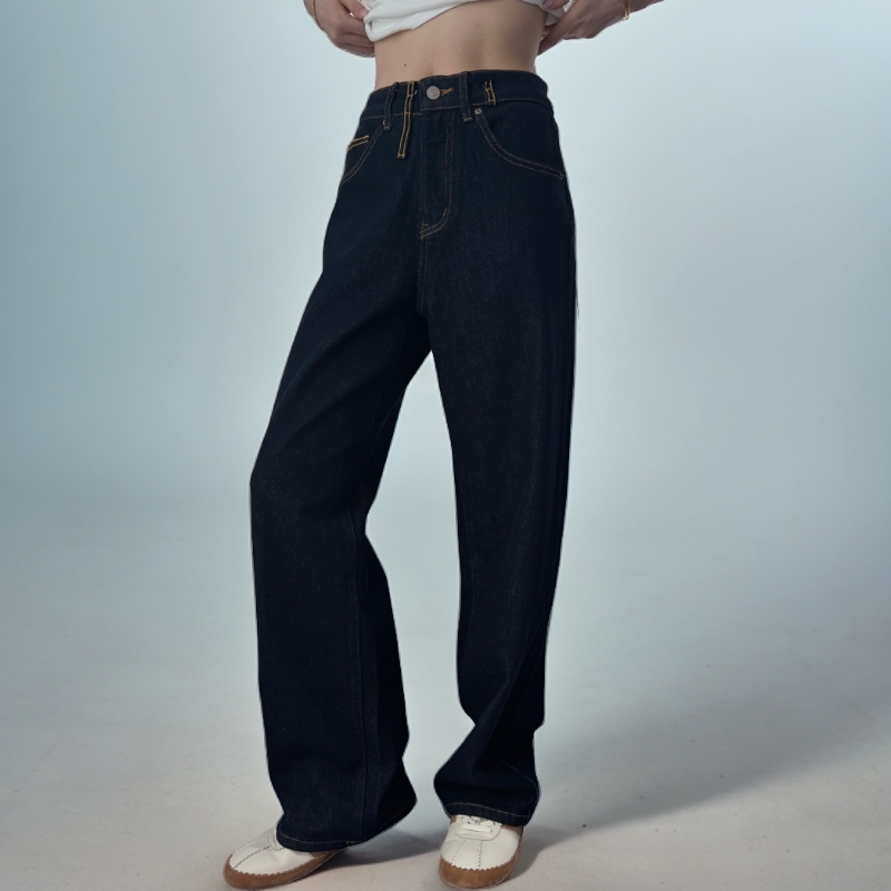 牛仔裤裤子显瘦阔腿裤高腰复古宽松长裤时尚休闲百搭高街水洗秋季