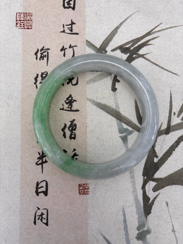 X301缅甸半山水翡翠手镯