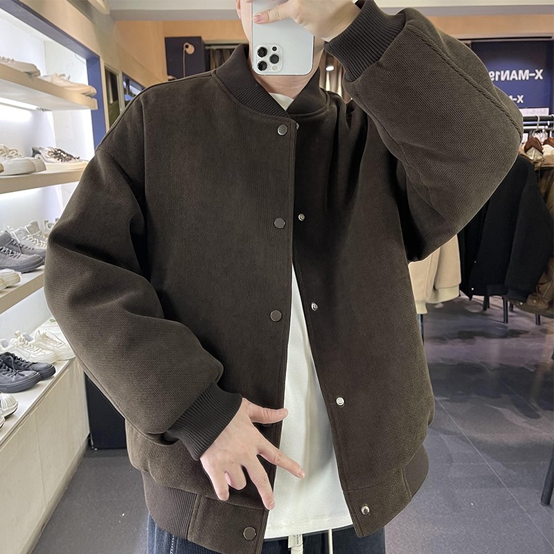 仓石一树外套男春秋款深咖色工装夹克潮流休闲百搭痞帅棒球服上衣