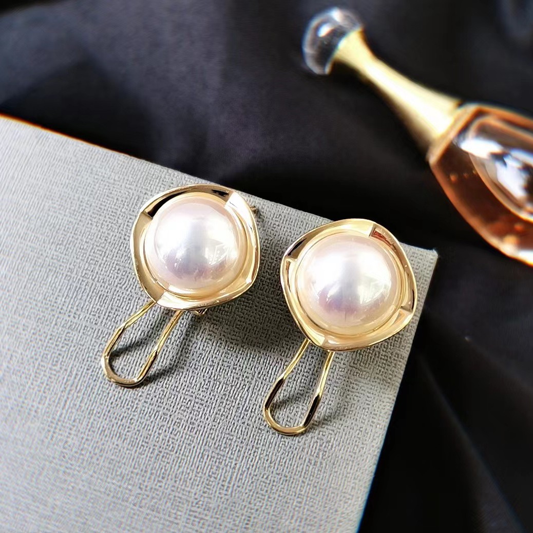 铜合金仿珍珠耳饰 c71丽银爆款明星同款针夹耳钉温柔优雅银针2734