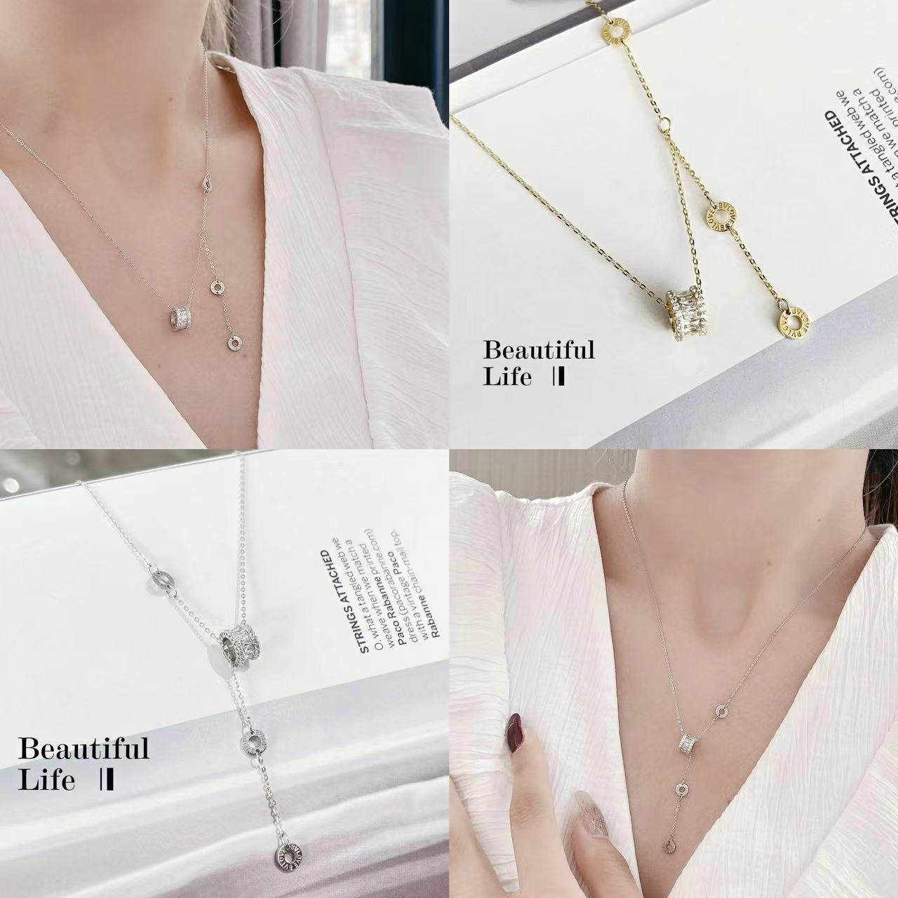 坠链均925银合成锆石 c571 c572 c573路路通银项链气质银项链5081